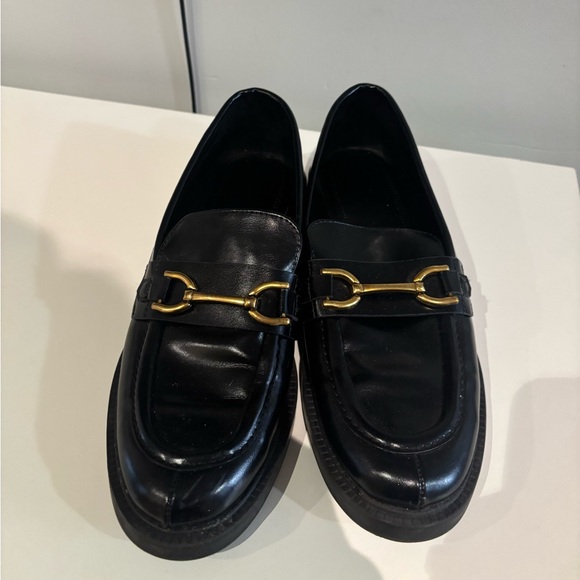 Zara Flat Buckle Black Loafers - Picture 2 of 4